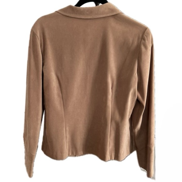 Requirements Women Button Front Blazer Jacket Tan Stretch Size Medium - Picture 2 of 5